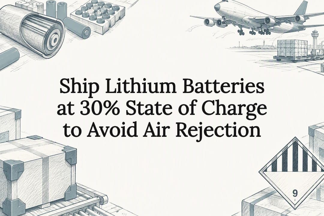 Ship Lithium Batteries at 30% State of Charge to Avoid Air Rejection